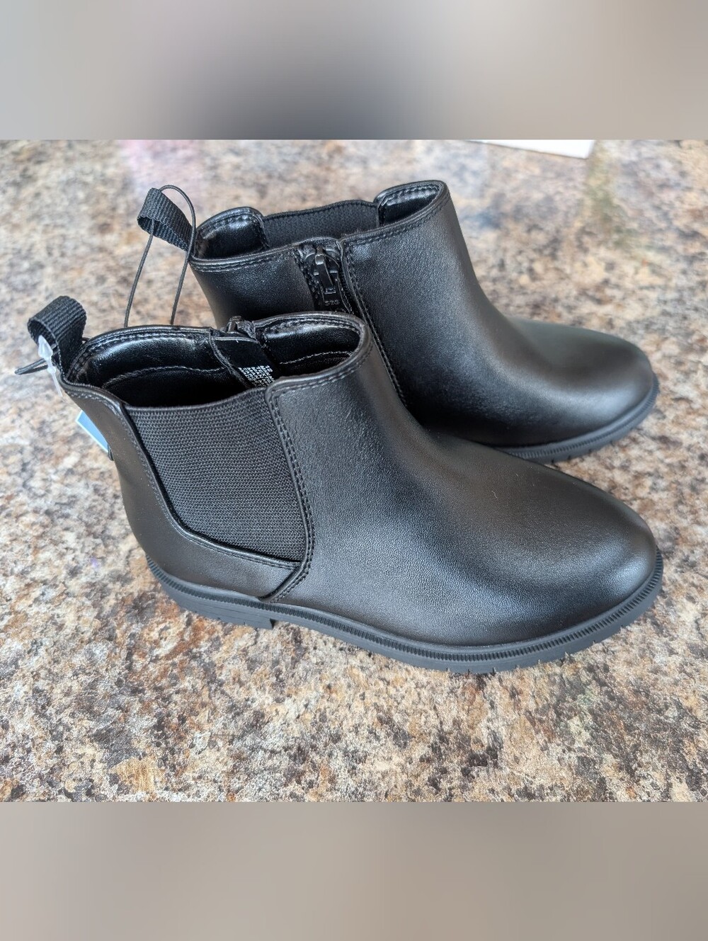 Toddler Girls Black Faux Leather Ankle Boots Multiple Sizes Cat & Jack